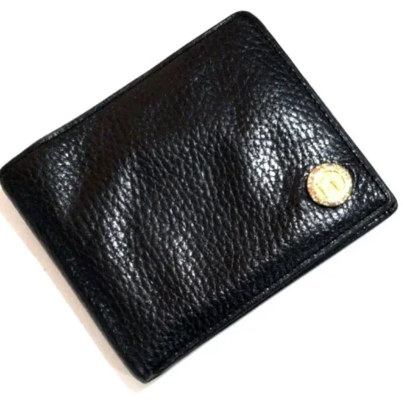 Triomphe de France Black Leather Men Wallet with Gold tone Accent - 4.5" x 3.5" - Picture 1 of 13